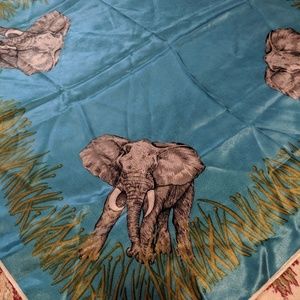 Vintage Accessories - Vintage silk elephant scarf blue Vintage Accessories - Vintage silk elephant scarf blue